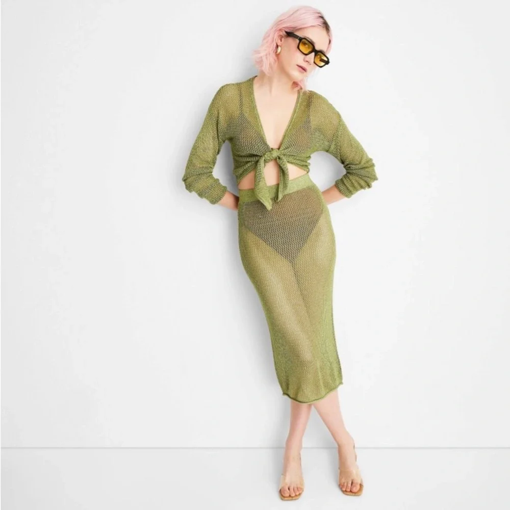 Metallic Crochet Midi Skirt - Future Collective with Alani Noelle - Picture 3 of 11